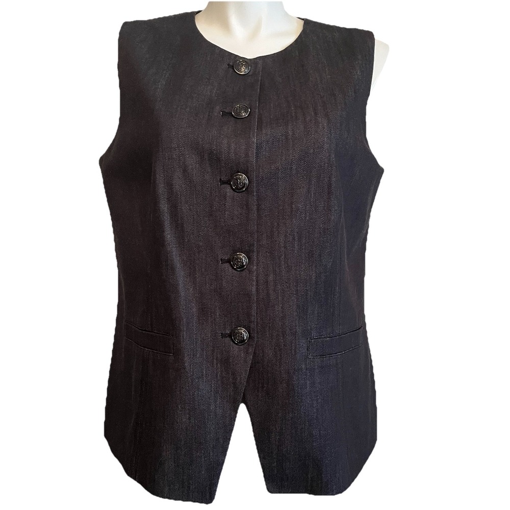 Talbots Refined Denim Vest Women's‎ 18 Business Casual Chic Lined Button Front